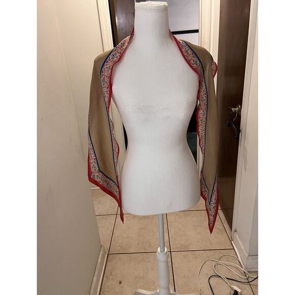 Liz Claiborne Multicolor Rectangle Scarf Pointed Ends Gold Floral 32x5.5 - Picture 1 of 3